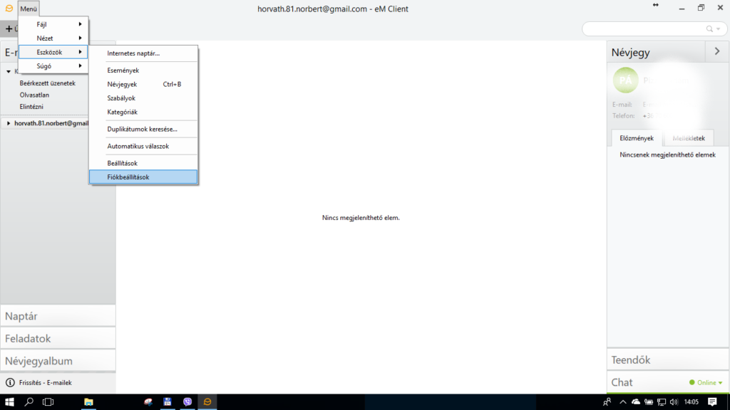 IMAP fiók beállítás az eM Client programban 16 EM client telepítése 15. kép