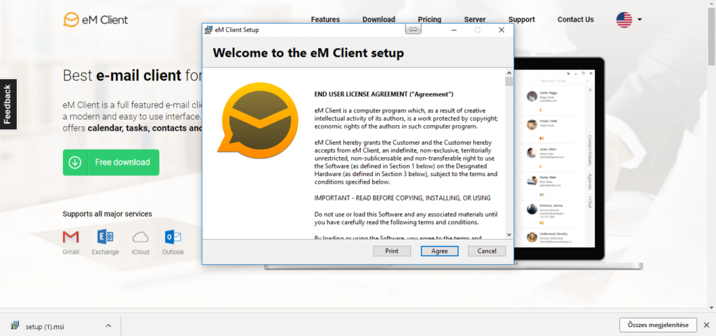 IMAP fiók beállítás az eM Client programban 3 EM client telepítése 2. kép