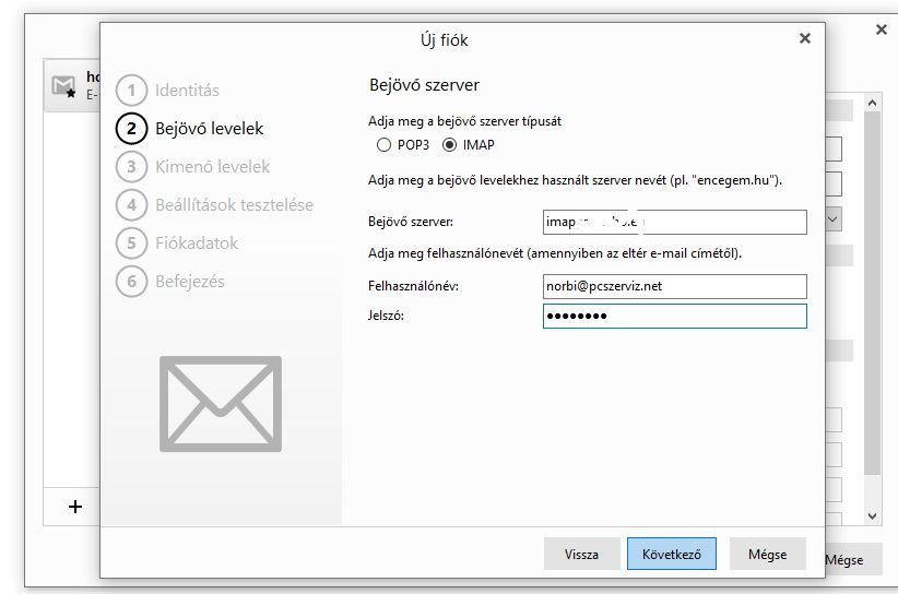 IMAP fiók beállítás az eM Client programban 20 EM client telepítése 19. kép