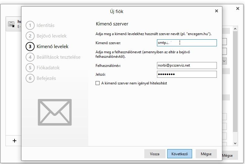 IMAP fiók beállítás az eM Client programban 21 EM client telepítése 20. kép