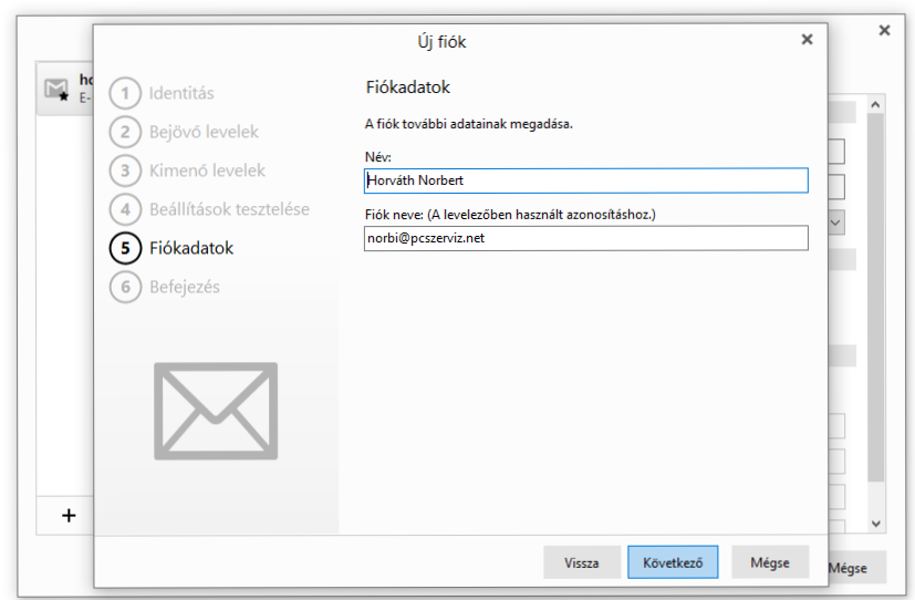 IMAP fiók beállítás az eM Client programban 23 EM client telepítése 22. kép
