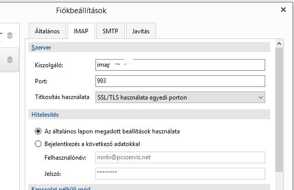 IMAP fiók beállítás az eM Client programban 26 EM client telepítése 25. kép