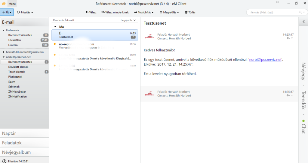 IMAP fiók beállítás az eM Client programban 28 EM client telepítése 27. kép