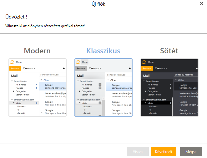 IMAP fiók beállítás az eM Client programban 5 EM client telepítése 4. kép