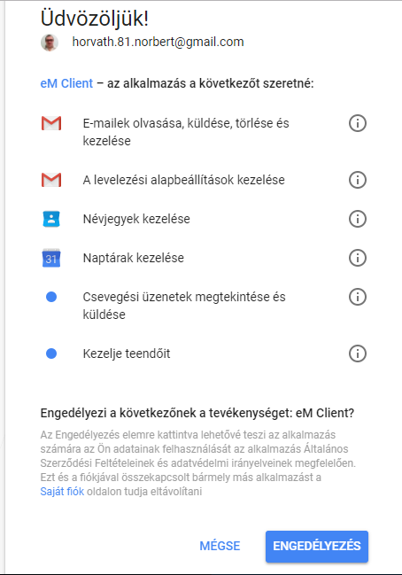 IMAP fiók beállítás az eM Client programban 10 EM client telepítése 9. kép
